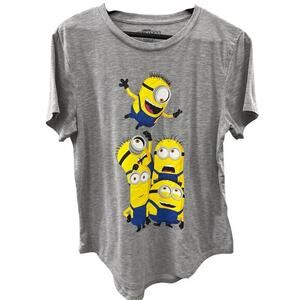 MINIONS gray Logo graphic quirky goofy tee sz XL